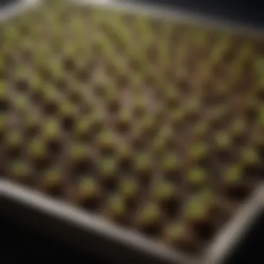 Germination of Aroid Seeds Close-up of germinating aroid seeds in a potting tray