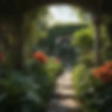 Lush Aroid Plant Garden Lush growth of aroid plants in a well-maintained garden