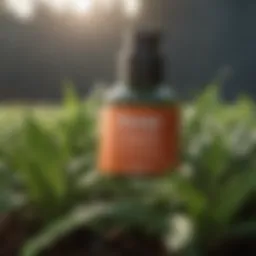 Bottle of Clonex rooting gel with lush green plants in the background