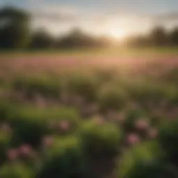 Lush field of Balansa clover thriving under sunlight