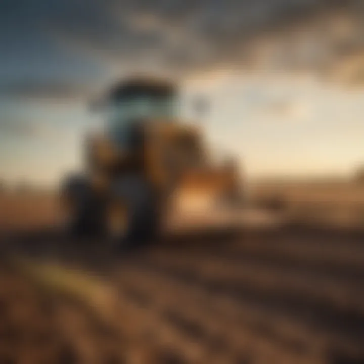 A bulldozer navigating through a field, showcasing its role in modern agriculture.