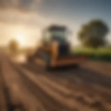 Impact of bulldozer operations on soil health depicted through a healthy farmland.