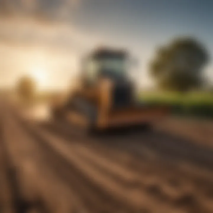 Impact of bulldozer operations on soil health depicted through a healthy farmland.