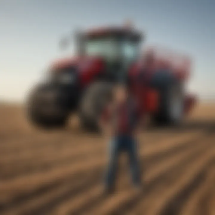 Agricultural worker in the field wearing Case IH apparel