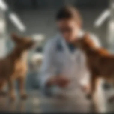 A veterinarian examining an animal in a clinic.