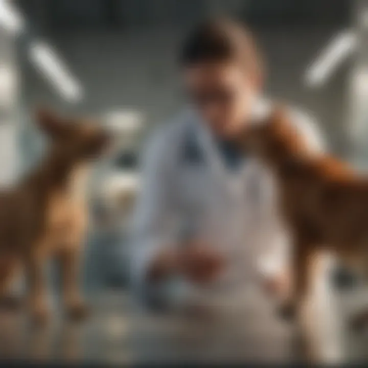 A veterinarian examining an animal in a clinic.