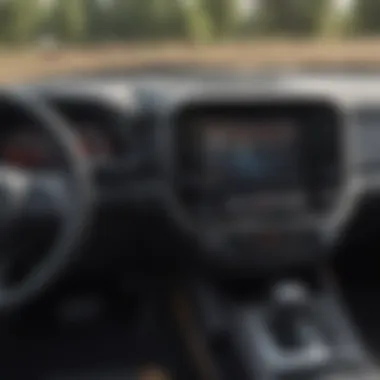 Close-up of the dashboard and controls of a modern utility vehicle designed for agriculture.