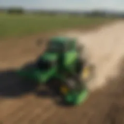 Overview of John Deere air seeder in a field