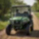 Front view of John Deere Gator two-seater showcasing its robust design