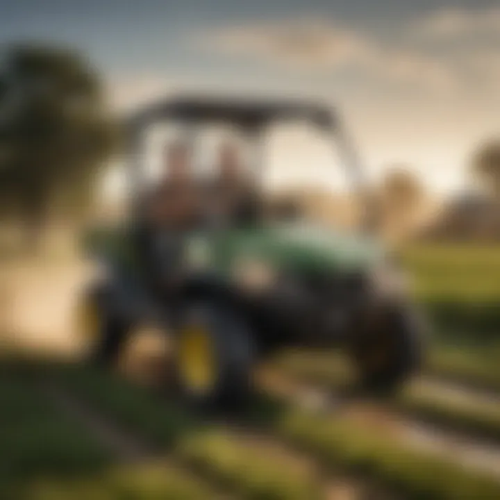 John Deere Gator two-seater in action on a farm demonstrating versatility