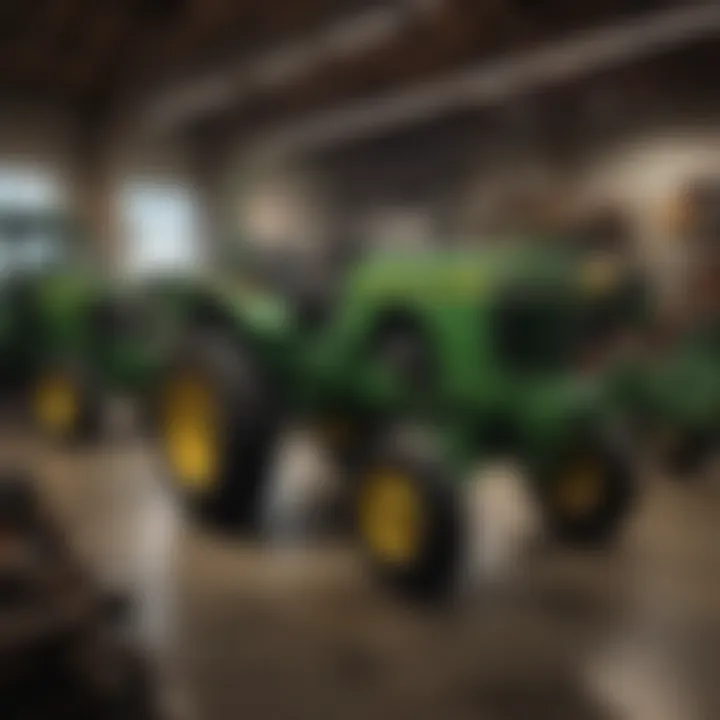 Showroom showcasing John Deere equipment