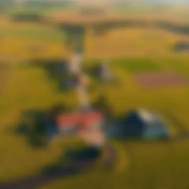 Aerial View of Diverse Kansas Ranch Properties Aerial view of diverse ranch properties scattered in Kansas