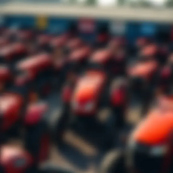 A variety of Kubota tractors displayed