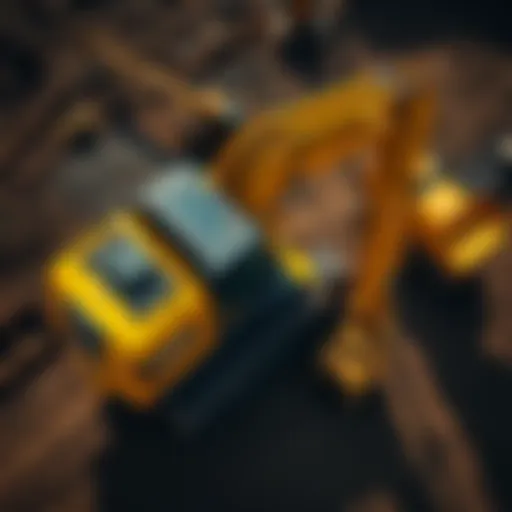 Aerial view of the largest Komatsu excavator in action at a construction site.