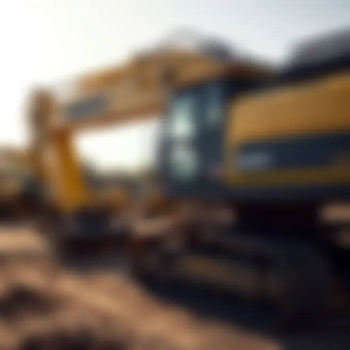 Side profile of the Komatsu excavator revealing its unique design and engineering.