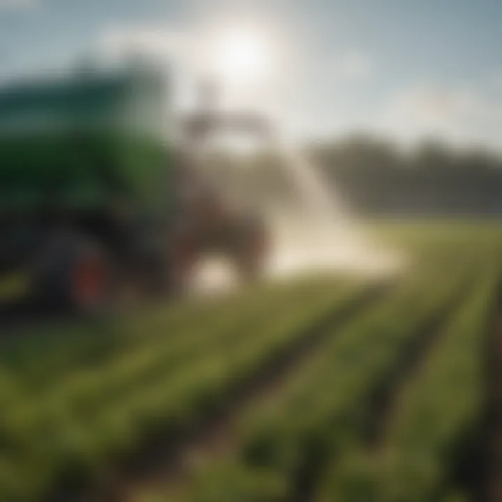 Close-up of a well-maintained liquid fertilizer system in a field