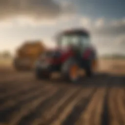 Front loader tractor in action on a farm field
