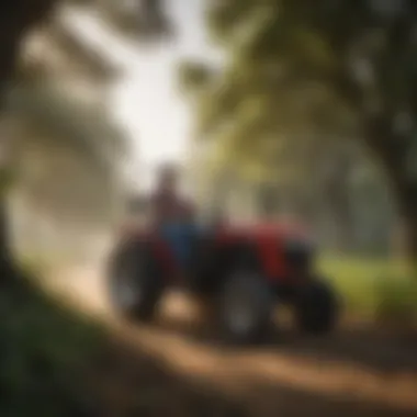 A farmer using Mahindra tractor for sustainable practices