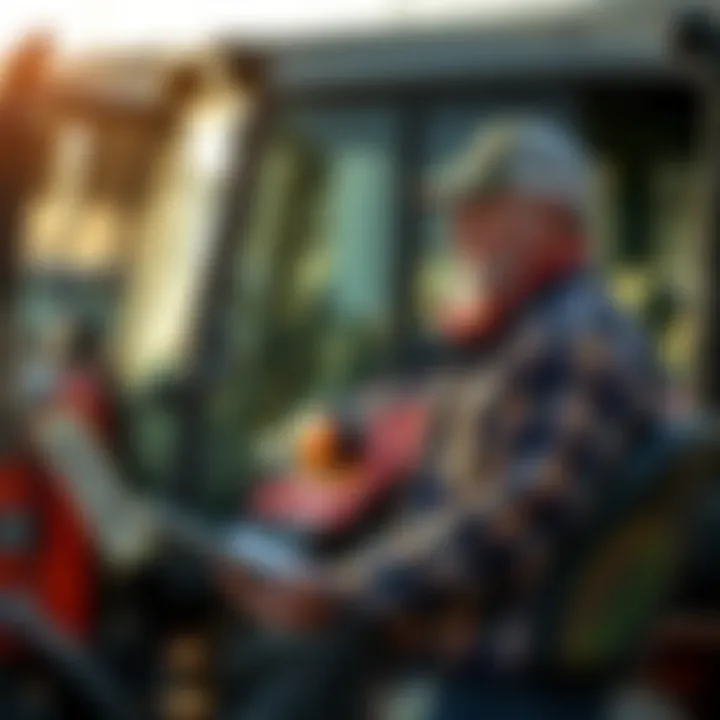 Person negotiating a tractor sale at a local dealership
