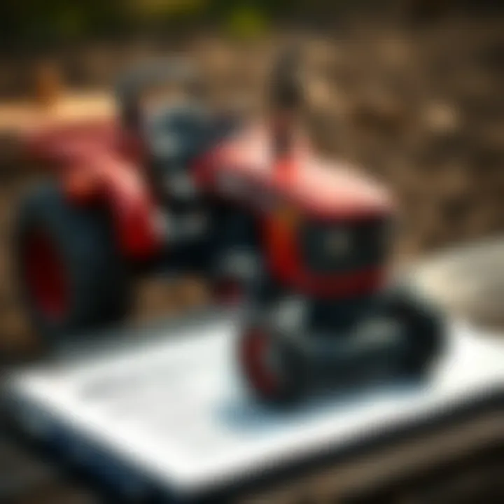 Tips and strategies for selling a tractor displayed on a notepad