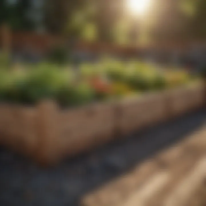 Various materials used for constructing raised beds, showcasing wood, metal, and stone options