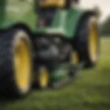 Close-up of a John Deere mower showcasing its precision cutting blades