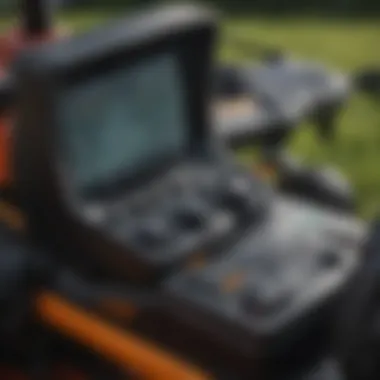 Ergonomic Controls of Zero-Turn Mower Close-up view of zero-turn mower controls showcasing ergonomic design