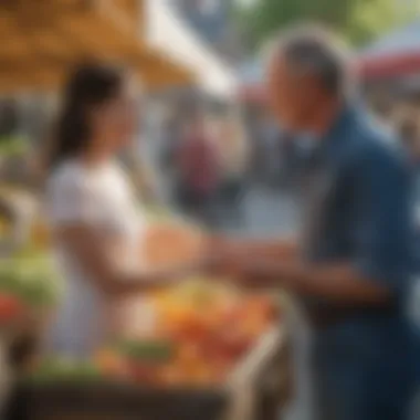 Engagement at Farmers Market Community members participating in a farmers market event