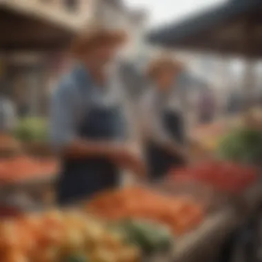 Local farmers showcasing their harvest at a market