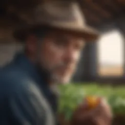 Site inspector evaluating crop health