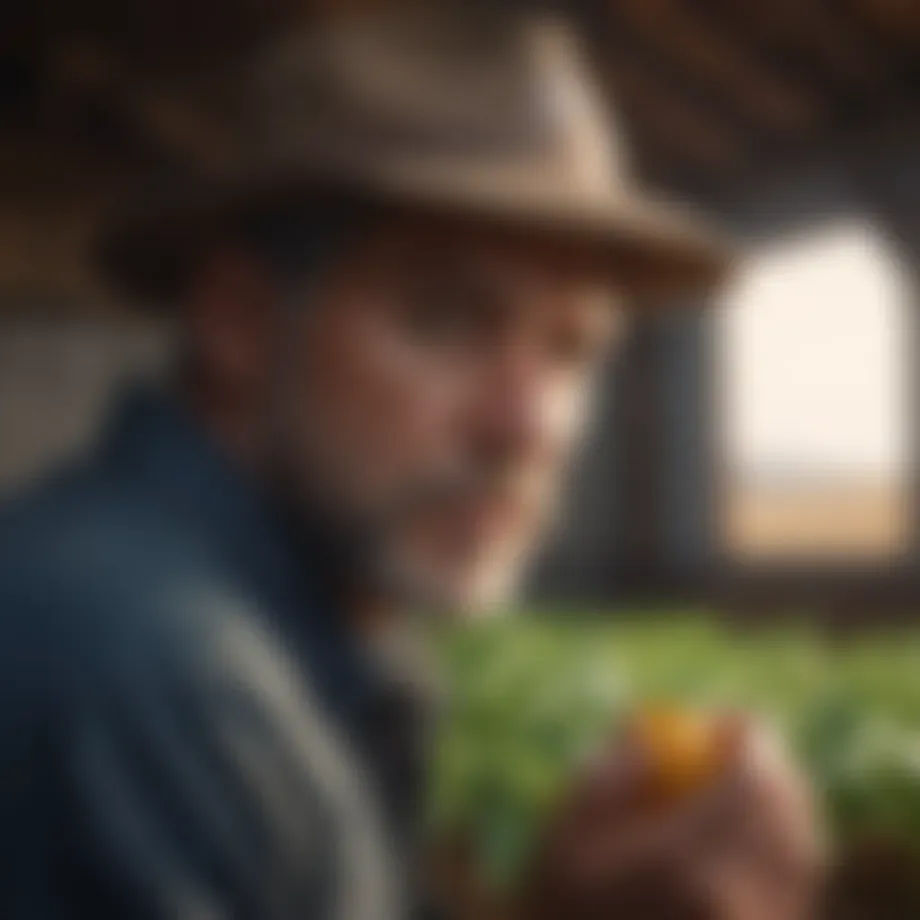 Site inspector evaluating crop health