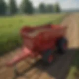 Small feed mixer wagon in action on a farm