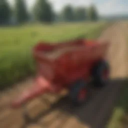 Small feed mixer wagon in action on a farm