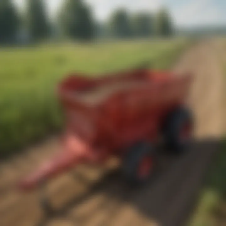 Small feed mixer wagon in action on a farm