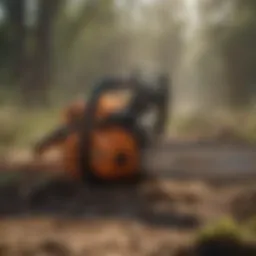 An advanced Boss Chainsaw in action during agricultural tasks.