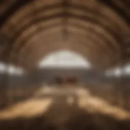 Cattle hoop barn exterior showcasing its unique design