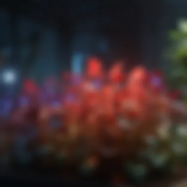Red and blue LED lights enhancing plant growth