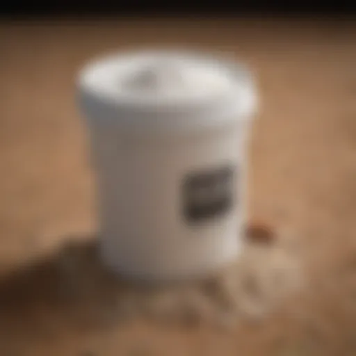 Diatomaceous earth powder in a container