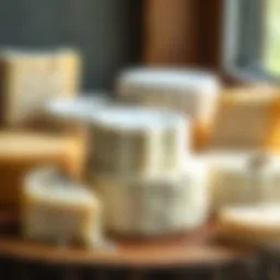 Detailed view of lactose cheese varieties