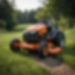 Detailed view of the Jacobsen push mower's innovative design features