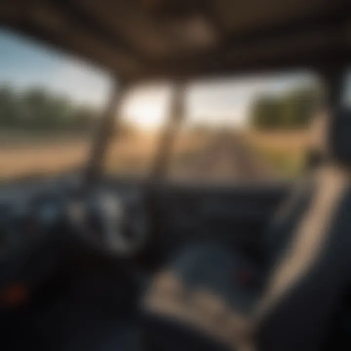 Interior of the Kubota RTV enclosed cab highlighting advanced controls