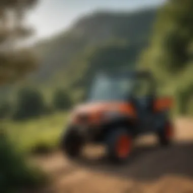 Durability of Kubota RTV Enclosed Cab on Rugged Terrain Kubota RTV enclosed cab on a rugged terrain emphasizing durability