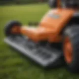 Close-up of a lawn mower blade dethatcher attachment showcasing its unique design