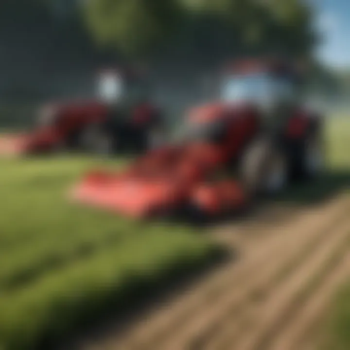 Different types of Malone disc mowers displayed side by side