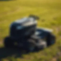 A well-maintained used riding mower parked on a lawn