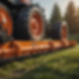 A close-up view of a rough cut flail mower's cutting mechanism showcasing its unique design.