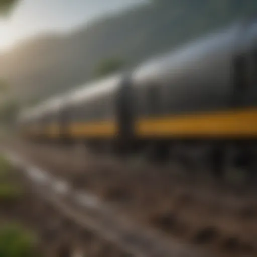 A close-up view of the Nelson Rain Train showcasing its innovative design.
