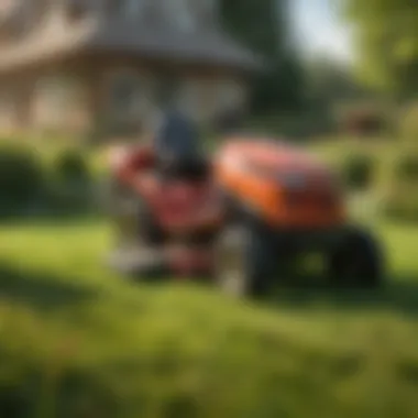 Efficiency of No Turn Lawn Mowers on Complex Landscapes No turn lawn mower in action on a complex landscape