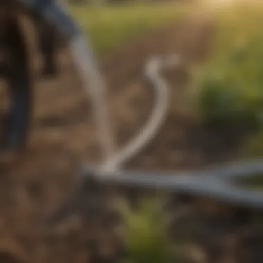 Flexible Hose in Agricultural Field Flexible 3-4 inch hose in a field application