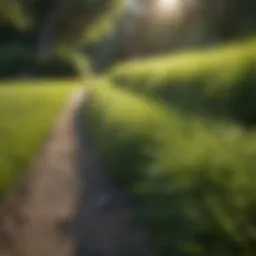 Lush green rolled grass in a landscaped garden